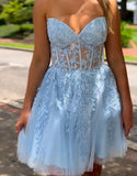 A-line Appliques Corset Homecoming Dress