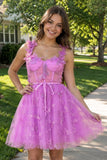 Aline Short Tulle Prom Dress with 3D Butterflies