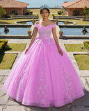 Lilac Off the Shoulder Quinceanera Dress Ball Gown With Appliqued