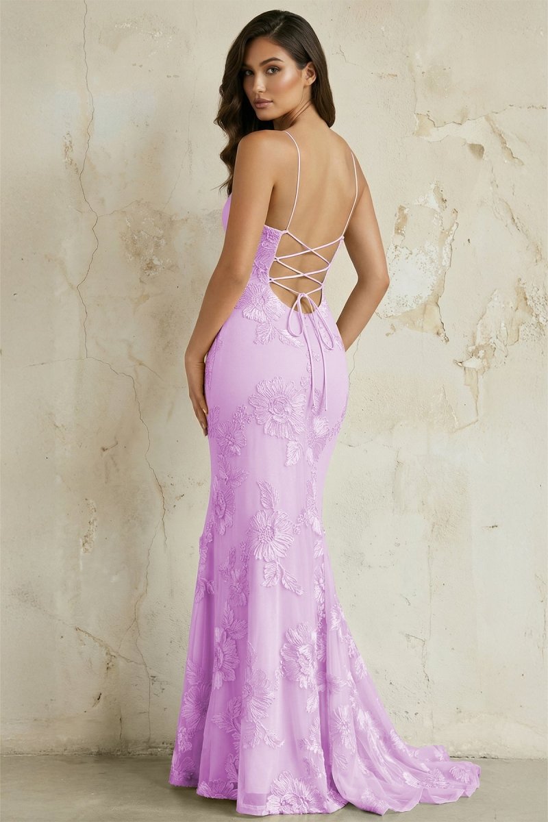 Sky Blue Spaghetti Straps Mermaid Tulle Long Prom Dresses With Appliques