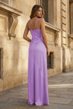 Spaghetti Straps Long Sheath Prom Dress With Split