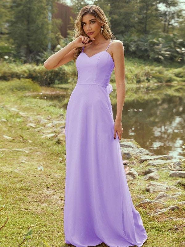 A-Line/Princess Chiffon Sash/Ribbon/Belt Sweetheart Sleeveless Floor-Length Bridesmaid Dresses Evening Dress