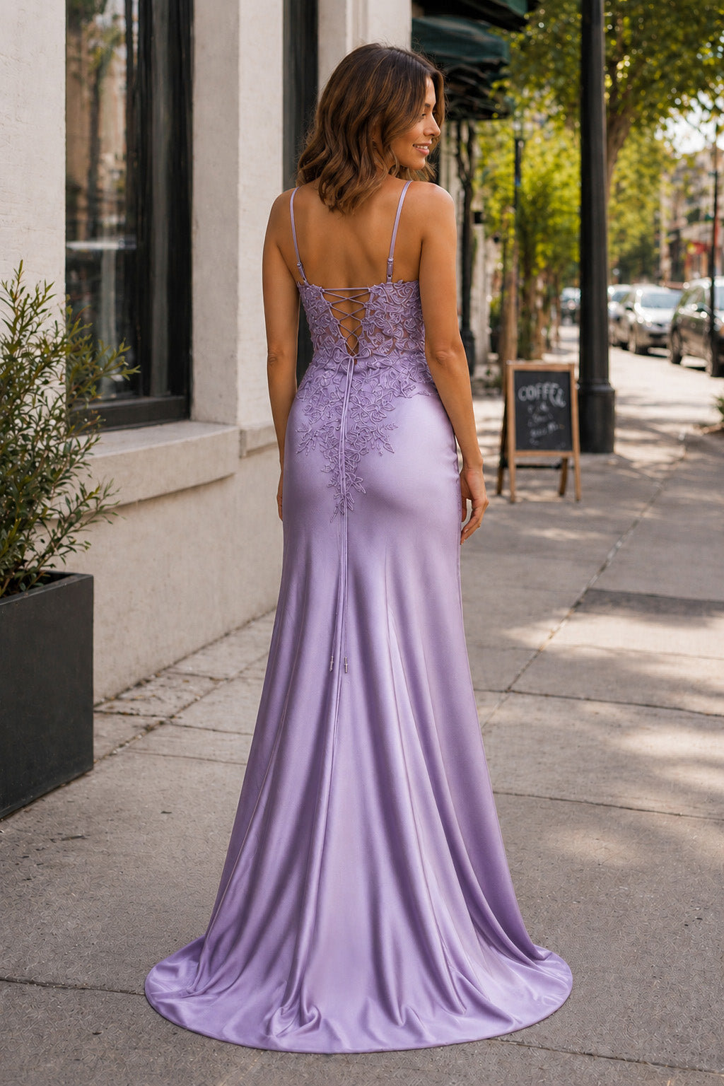 Sheath Black Long Appliques Prom Dress