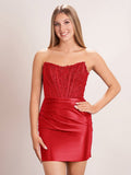 Sheath Royal Blue Strapless Corset Homecoming Dress