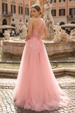 Light Yellow One Shoulder 3D Appliques Beading Long Prom Dress with Slit