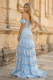 Sheath Off the Shoulder Long Lace Prom Dress (Lace-up Back)