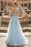 Light Yellow One Shoulder 3D Appliques Beading Long Prom Dress with Slit