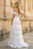 Sheath Off the Shoulder Long Lace Prom Dress (Lace-up Back)