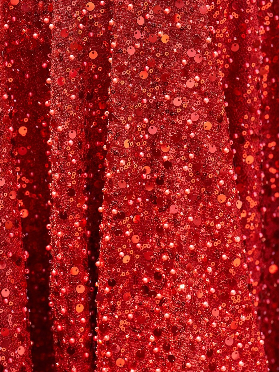 Red - A Line V Neck Sequined Short Homecoming Dresses