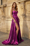 Green Metallic Sweetheart Pleated A-Line Long Prom Dresses