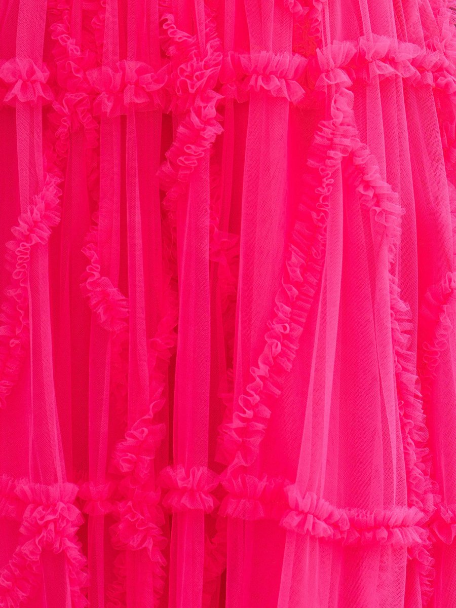 A-Line Strapless Ruffles Long Formal Dress with Puff Sleeves