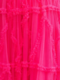 A-Line Strapless Ruffles Long Formal Dress with Puff Sleeves