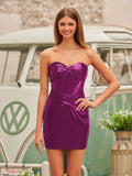 Bodycon Strapless Corset Burgundy Tight Short Homecoming Dresses