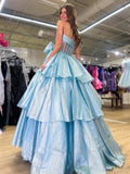 Ball Gown Strapless Organza Long Prom Dresses with Bow