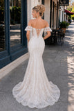 Blue Floral Lace Off-the-Shoulder Ruffle Long Prom Dress