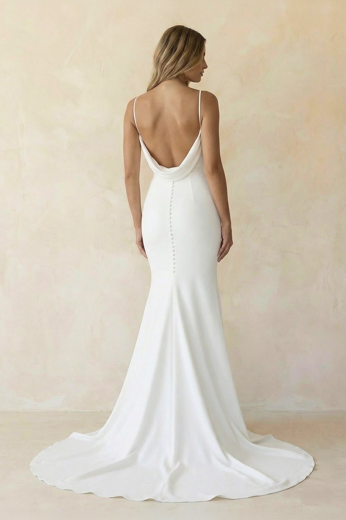 Elegant Mermaid V-Neck Elastic Satin Long Wedding Dresses