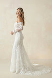 Mermaid Sweetheart Tulle Appliques Wedding Dresses with Sleeves