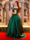 Ballkleid Spitze Satin Ärmellos Sweep/Pinsel Zug Off-the-Shoulder Kleider Prom Quinceanera Kleid Ballkleid