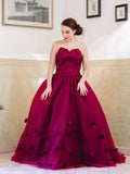 Ballkleid Applikationen Herzausschnitt Tüll Ärmellos Bodenlang Kleider Abschlussball Abendkleid Ballkleider