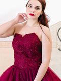 Ballkleid Applikationen Herzausschnitt Tüll Ärmellos Bodenlang Kleider Abschlussball Abendkleid Ballkleider