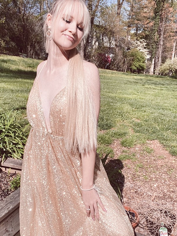 Vestido de noche de fiesta sin mangas con escote en V, fruncido, de tul y cola larga, corte A/princesa