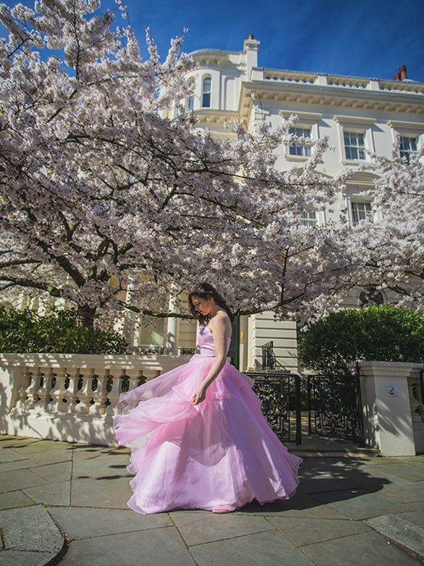 Vestido de fiesta de noche con escote corazón, organza, cuentas, largo hasta el suelo, sin mangas