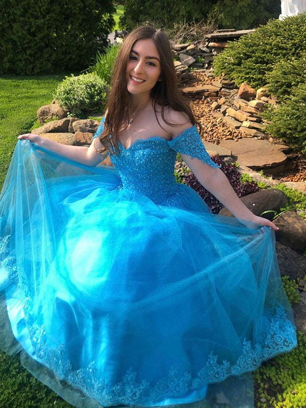 Vestido de fiesta con hombros descubiertos, encaje, tul, sin mangas, largo hasta el suelo, vestido de noche para graduación