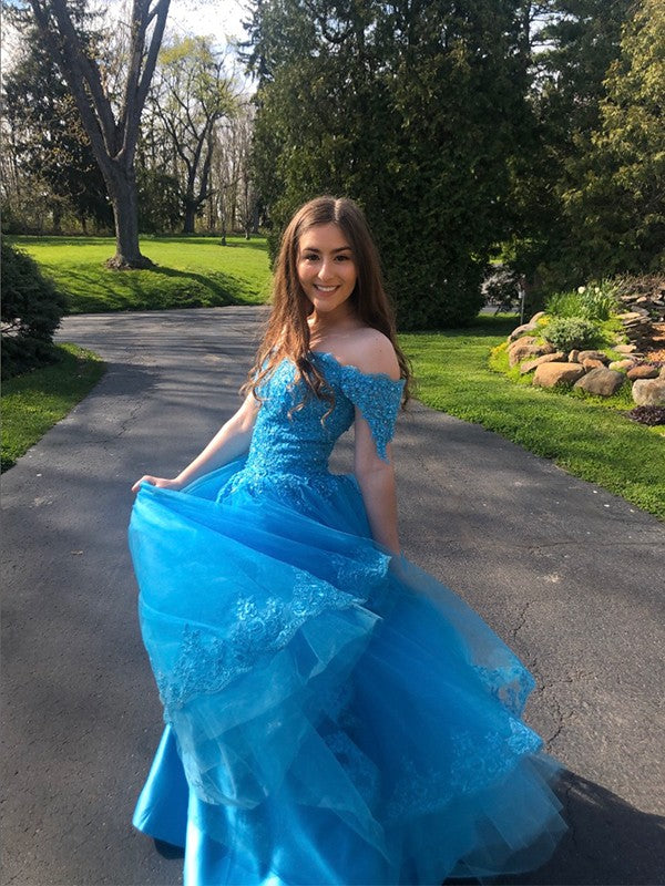 Vestido de fiesta con hombros descubiertos, encaje, tul, sin mangas, largo hasta el suelo, vestido de noche para graduación