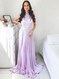 Vestido de noche de graduación con corte A/princesa, escote halter, satén imitación seda, sin mangas y fruncido