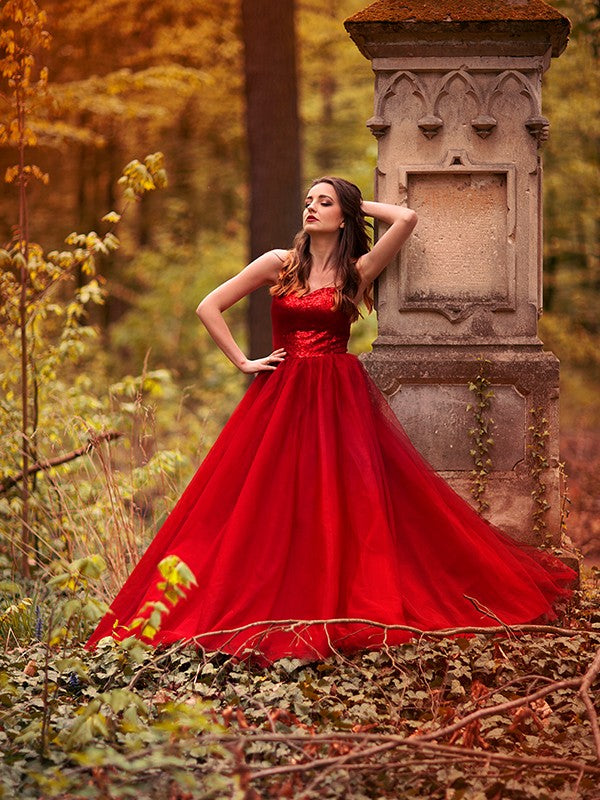 Ballkleid Perlenbesetzt Tüll Herzausschnitt Ärmellos Bodenlang Kleider Ballkleid Abendkleid