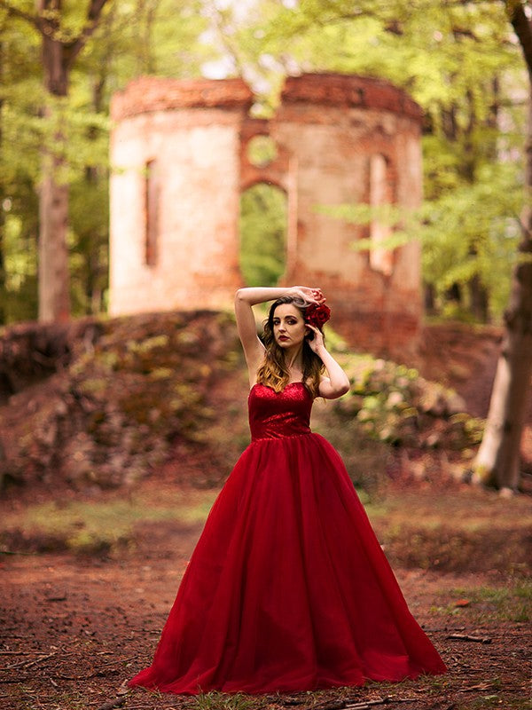 Ballkleid Perlenbesetzt Tüll Herzausschnitt Ärmellos Bodenlang Kleider Ballkleid Abendkleid