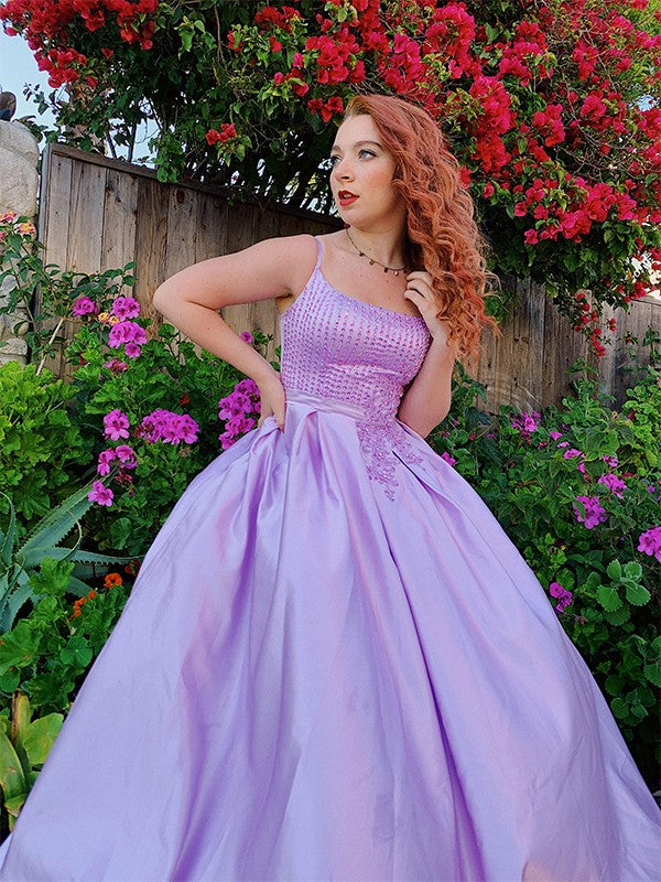 Vestido de fiesta sin mangas hasta el suelo de satén con apliques y tirantes finos, vestido de noche para graduación
