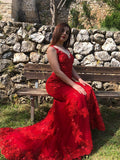 Trumpet/Mermaid Sleeveless Tulle Applique Scoop Sweep/Brush Train Dresses Prom Evening Dress