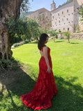 Trumpet/Mermaid Sleeveless Tulle Applique Scoop Sweep/Brush Train Dresses Prom Evening Dress