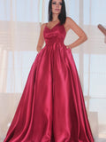 Vestido de noche de graduación de satén con escote en V, sin mangas, corte A/princesa y volantes