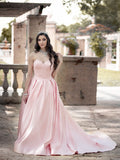 Ballkleid Herzausschnitt Spitze Satin Ärmellos Hofschleppe Kleider Abschlussball Abendkleid Ballkleider