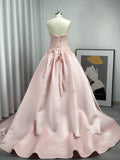 Ballkleid Herzausschnitt Spitze Satin Ärmellos Hofschleppe Kleider Abschlussball Abendkleid Ballkleider