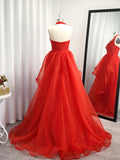 Vestido de noche de fiesta asimétrico con volantes de organza y escote en V sin mangas de corte A/princesa