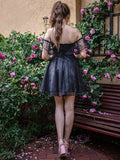 A-Linie/Princess-Linie Schulterfrei Ärmellos Kurz/Mini Tüll Homecoming Kleider Cocktailkleid
