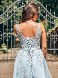 Vestido de fiesta de graduación, corte A/princesa, sin mangas, con tirantes y apliques de tul, corto/mini