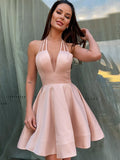 Vestidos de fiesta de graduación, corte A/princesa, charmeuse, volantes, sin mangas, tirantes finos, cortos/mini, para cóctel