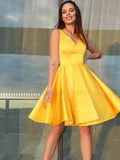 Vestidos de fiesta de graduación, corte A/princesa, sin mangas, con tirantes, satén, volantes, cortos/mini, para cóctel