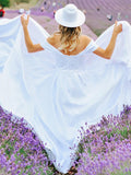 A-Line/Princess Sash/Ribbon/Belt Off-the-Shoulder Satin Floor-Length Sleeveless Dresses Prom Evening Dress Bridal Gowns