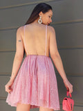 Vestidos de fiesta de graduación, corte A/princesa, fruncidos, escote en V, sin mangas, cortos/mini, para cóctel