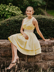 A-Linie/Princess-Linie Satin Perlen verziert U-Ausschnitt Ärmellos Kurz/Mini Homecoming Kleider Cocktailkleid