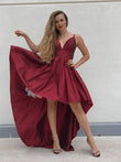 Vestido de fiesta asimétrico de corte A/princesa con tirantes finos, tafetán, volantes, sin mangas y corte A