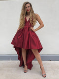 Vestido de fiesta asimétrico de corte A/princesa con tirantes finos, tafetán, volantes, sin mangas y corte A