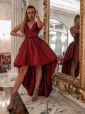 Vestido de fiesta asimétrico de corte A/princesa con tirantes finos, tafetán, volantes, sin mangas y corte A