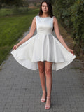 Vestido de fiesta corto/mini de satén con volantes, joya, sin mangas, corte A/princesa
