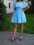 A-Linie/Princess-Linie Ärmellos Chiffon Off-the-Shoulder Rüschen Kurz/Mini Homecoming Kleider Cocktailkleid